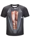 3d Faux Muscle Suit Print Short Sleeve T-shirt