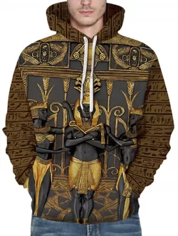 3d Print Pharaoh Front Pocket Drawstring Hoodie