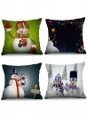 4pcs Christmas Snowman Printed Pillowcases