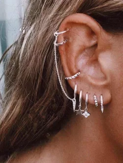 8pcs Star Rhinestone Mini Earrings Set