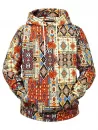 Allover Tribal Print Kangaroo Pocket Hoodie