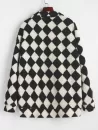 Argyle Drop Shoulder Zip Pocket Teddy Coat