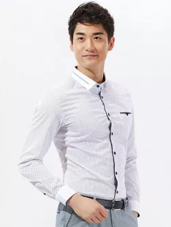 Argyle Print Pocket Long Sleeve Shirt