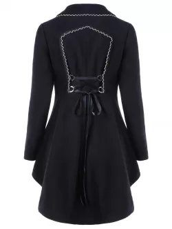 Asymmetric Longline Coat With Lace Up