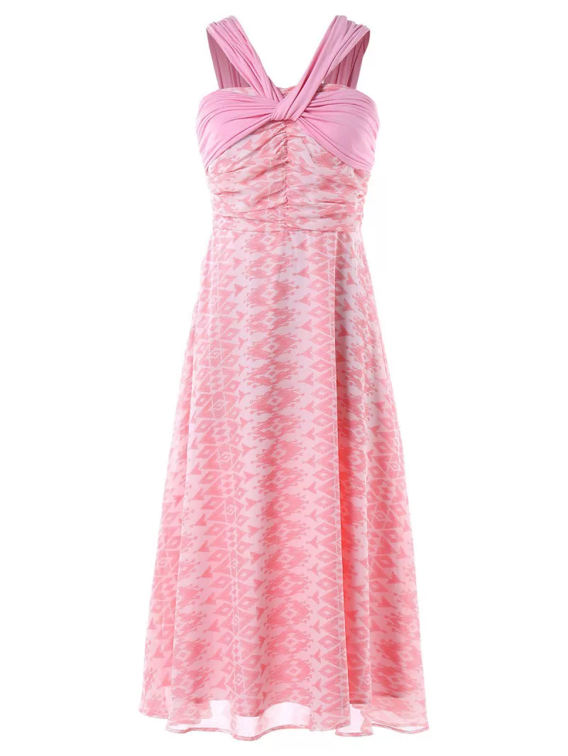 Aztec Print Midi Sleeveless Dress