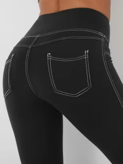Back Pocket Design Topstitching Skinny Sports Leggings