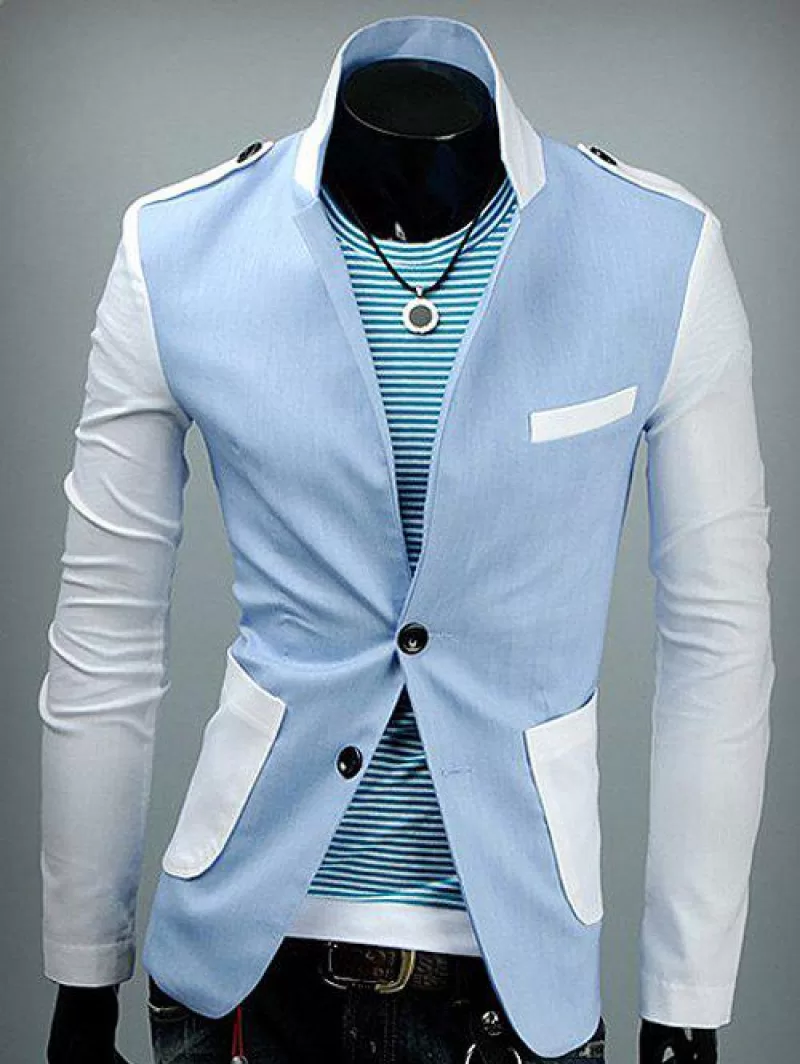 Back Vent Epaulet Design Patch Pocket Two Tone Blazer