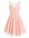 Belted Butterfly Lace Overlay V Back Dress