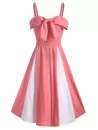 Bowknot Contrast Color Cami Mid Calf Dress