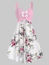Bowknot Ruched Floral Midi Dress