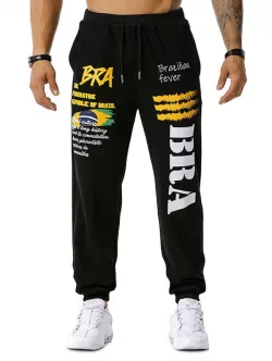 Brazilian Flag Graphic Print Sports Pants