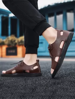 Breathable Leather Casual Sandals