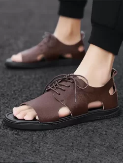 Breathable Leather Casual Sandals