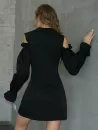 Button Up Cold Shoulder Plunging Mini Blazer Dress