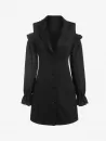 Button Up Cold Shoulder Plunging Mini Blazer Dress