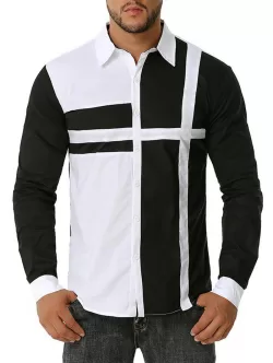 Button Up Contrast Cross Print Shirt