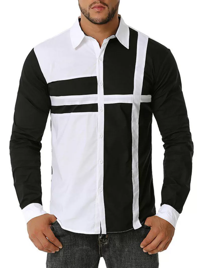 Button Up Contrast Cross Print Shirt