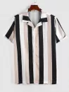 Button Up Contrasting Stripe Short Sleeve Shirt