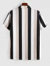 Button Up Contrasting Stripe Short Sleeve Shirt