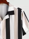 Button Up Contrasting Stripe Short Sleeve Shirt