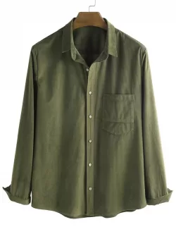Button Up Corduroy Pocket Shirt