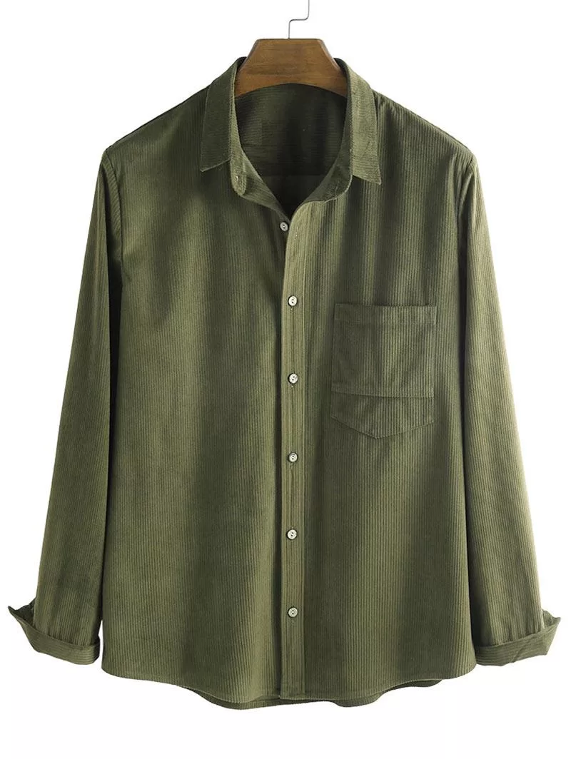 Button Up Corduroy Pocket Shirt