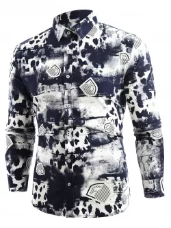 Button Up Splash-ink Shield Printing Shirt