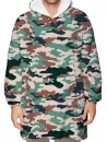 Camouflage Print Kangaroo Pocket Fleece Blanket Hoodie