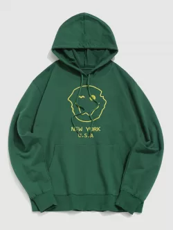 Cartoon Face Letters Print Graphic Hoodie