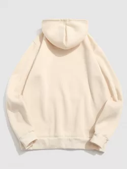 Cartoon Face Print Graphic Fleece Hoodie