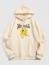Cartoon Face Print Graphic Fleece Hoodie