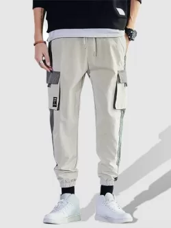 Casual Color Spliced Pocket Cargo Pants
