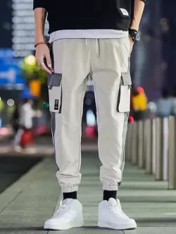 Casual Color Spliced Pocket Cargo Pants