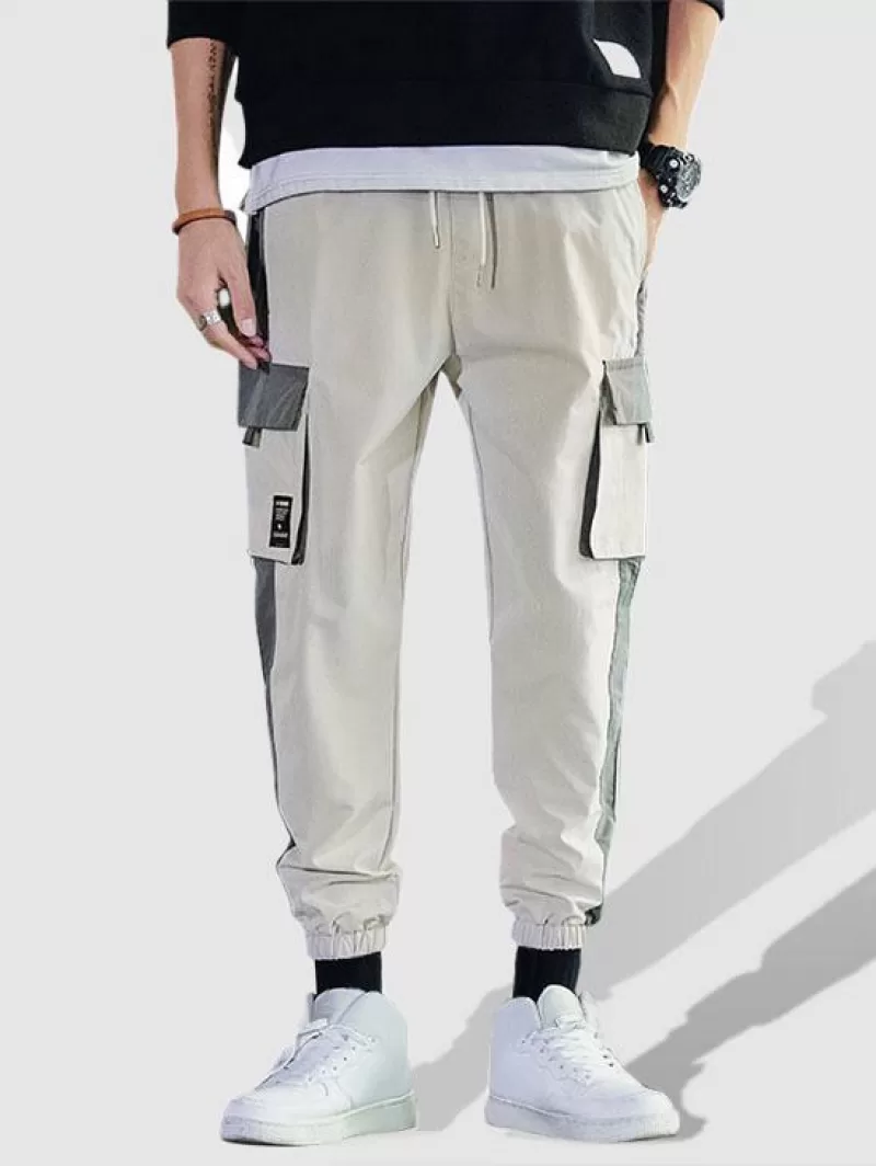 Casual Color Spliced Pocket Cargo Pants