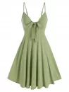 Casual Front Bowknot Flare Slip Dress