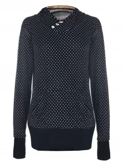 Chic Hooded Long Sleeve Pocket Design Polka Dot Women's Hoodie