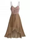 Chiffon Insert Cinched High Low Dress