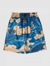 Chinese Dragon Print Kimono And Drawstring Beach Shorts Set