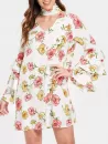 Choker Neck Floral Dress