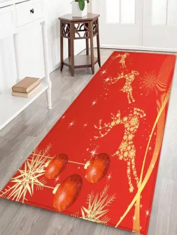 Christmas Balls Elk Pattern Water Absorption Area Rug