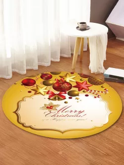 Christmas Bell Printed Decorative Round Floor Rug