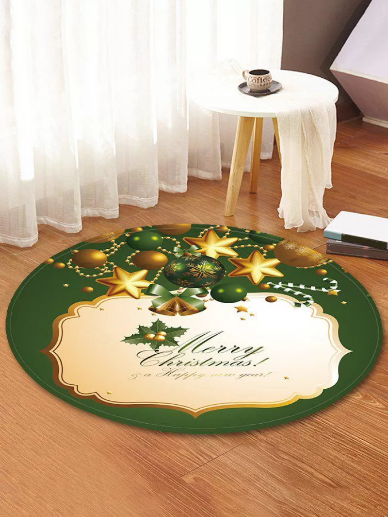 Christmas Bell Star Decorative Round Floor Rug