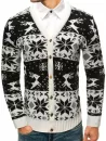 Christmas Elk Snowflake Jacquard Print Button Knitted Cardigan