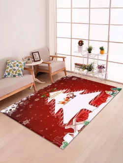 Christmas Santa And Tree Pattern Decorative Bath Mat