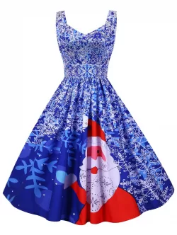 Christmas Santa Claus Snowflake Sweetheart Dress