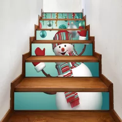 Christmas Snowman Baubles Pattern Stair Stickers