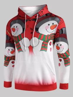 Christmas Snowmen Music Notes Print Pullover Hoodie