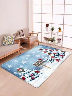 Christmas Tree And Snowflakes Pattern Non-slip Area Rug