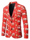 Christmas Tree House Snowflake Print Lapel Back Slit Blazer