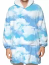 Cloud Print Kangaroo Pocket Fleece Blanket Hoodie